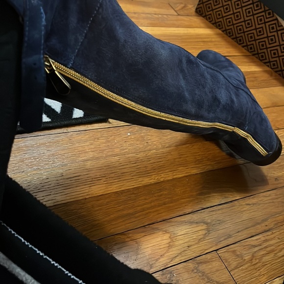 Blue suede knee boots - Picture 12 of 14